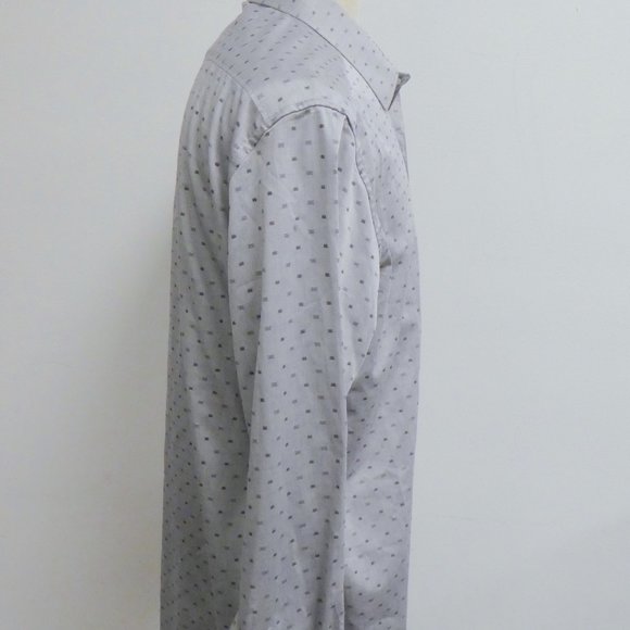 ROBERT GRAHAM gray black geometric shirt L contrast collar cuffs - Picture 4 of 7